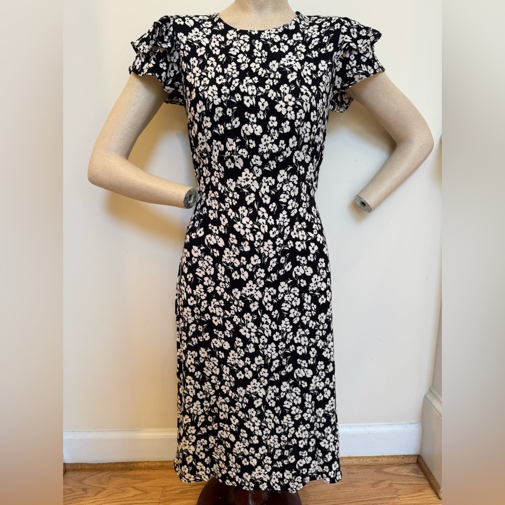 Reformation Elaine Black and White Floral Midi Dress